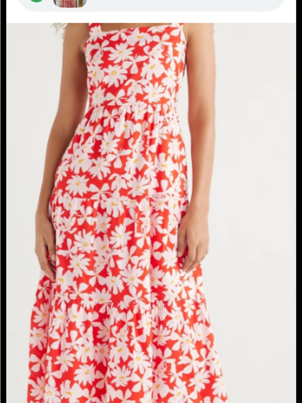 Red Floral Maxi Dress with White Daisy Print
